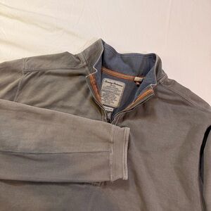 Tommy Bahama Pullover 2XL Gray 1/4 Zip Cotton Blend Casual Mock Neck Coastal Dad